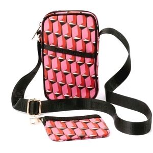 Diane Von Furstenberg DVF Target Cellphone Holder Pink Modern Geo Crossbody Bag